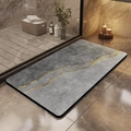 Tapis de bain en diatomite marbre gris avec lignes dorées pour absorption séchage rapide - 40*60cm / Terry Gris Clair Or