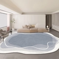 Tappeto irregolare astratto con motivi a onde in blu morandi e grigio elegante - 40*60cm (Finto Cashmere) / Mo Ting