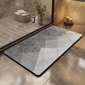 Tapis de bain moderne gris aux lignes dorées sur sol en marbre dans la salle de bain - 40*60cm / Terry Blanc Gris Montagne