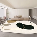 Detailed close-up of modern abstract irregular faux cashmere rug with geometric patterns - Line Style 2