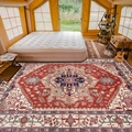 Vintage Persian style faux cashmere rug with red geometric patterns in a glamping tent - 40*60cm (Imitation Cashmere) / Retro Persian Style Three