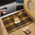 Detail of cartoon puppy bath mat with brown checkered pattern and motivational text - Xh-brown Puppy 6 / 40*60cm (Skin-friendly Velvet)