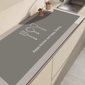 Dark grey absorbent diatom mud kitchen mat with minimalist kitchenware print and border - 30*50cm / Gray Cutlery