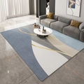 Modern abstract geometric carpet with blue and grey tones and golden wavy accents - 40*60cm / Multi-color With Gold Lines