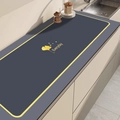 Tappetino cucina assorbente in diatomite blu scuro con foglia di ginkgo e design - Ginkgo