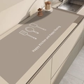 Tappetino da cucina assorbente marrone chiaro con stampa Happy Kitchen e antiscivolo - Posate Marrone