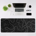 Grande tappetino per mouse topografico nero con linee di contorno bianche per scrivania - 30*60cm / Bianco e Nero Topografico