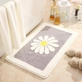 Detail of plush daisy pattern bath mat showing absorbent faux cashmere texture in bathroom - 40*60cm / Gray