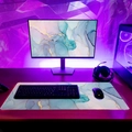 Detail of extra large RGB gaming mouse pad with blue marble design and LED lighting edges - Syt827 Mouse Pad - 5 / 30*70cm (new Diatom Mud)