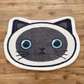 Alfombrilla de cachemira sintética con forma de gato siamés y ojos azules en el suelo - 50*80cm (Imitación Cachemira) / Gato Siamés