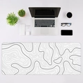 Top-down view of large topographic map desk mat featuring minimalist black contour lines - Syt826 Mouse Pad - 6 / 30*70cm (new Diatom Mud)