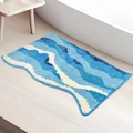 Tapis de bain vagues bleues avec texture microfibre douce et envers antidérapant - 40*60cm (Imitation Cachemire) / Vagues Dessin Animé