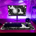 Detailed view of extra large sun and moon desk mat with black and white celestial pattern - Syt827 Mouse Pad - 9 / 30*70cm (new Diatom Mud)