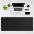 Top-down view of large black desk mat with stitched edges in a minimalist office setup - Syt826 Mouse Pad-11 / 30*70cm (new Diatom Mud)