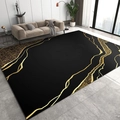 Dettaglio del tappeto in marmo nero con trame dorate fluide in un soggiorno minimalista - Marmo -3 / 40*60cm (Velluto Delicato)