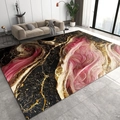 Tapis moderne texture marbre avec veines rose et or pour salon et décoration de chambre - Motif de Marbre 9