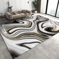 Tapis nordique moderne effet marbre avec textures dorées dans un salon de luxe minimaliste - Motif de Marbre 11