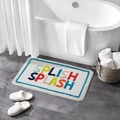 Non-slip faux cashmere bathroom mat with colorful Splish Splash text and blue edging - 822 Road-5 / 40*60cm (Skin-Friendly Surface)