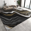 Vue détaillée d'un tapis moderne à motif marbre et veines dorées pour salon élégant - Motif de Marbre 14