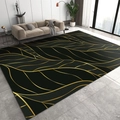 Détail du tapis moderne aux motifs de marbre noir et doré dans un salon de luxe contemporain - Motif de Marbre 17
