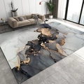 Détail de tapis moderne à texture marbre gris et doré avec motif fluide pour le salon - Motif de Marbre - 18
