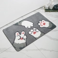 Detail of grey bathroom mat with cute white cat paw prints on marble floor - Small / Imitation Cashmere / Gray Cat Paw (MJXKT325-4)