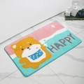 Close-up of thick absorbent shiba inu bathroom mat with happy lettering and plush texture - Mjxkt325-5 / 40*60cm (Skin-Friendly Surface)