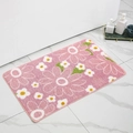 Pink daisy floral bath mat in soft faux cashmere with non-slip backing for bathrooms - Mjxkt325-8 / 40*60cm (Skin-Friendly Surface)