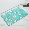 Close-up of soft floral bath mat with blue daisy pattern on white marble floor - Mjxkt325-9 / 40*60cm (Skin-Friendly Surface)