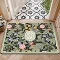 Absorbent diatom mud bath mat with Nordic floral oil painting and non-slip backing - 40x60cm / Adulis Floral