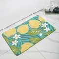 Close-up of fluffy non-slip bathroom mat with lemon pattern and green stitched edges - Mjxkt325-11 / 40*60cm (Skin-Friendly Surface)