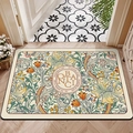 Nordic floral diatomaceous mud absorbent floor mat with botanical oil painting design - 40x60cm / Alice's Dream