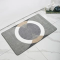 Detail view of modern grey geometric non-slip bath mat on marble bathroom floor - Mjxkt325-12 / 40*60cm (Skin-Friendly Surface)
