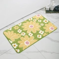 Detail of plush bathroom mat featuring large yellow daisy pattern on a green background - Mjxkt325-17 / 40*60cm (Skin-Friendly Surface)