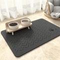 Detail of dark grey diatom mud pet mat with non-slip V-shaped texture and paw print pattern - 30*40cm / V-Pattern Paw Print (Style 7) / Dark Gray