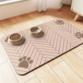 Detailed close-up of a waterproof diatom mud pet feeding mat with cute paw prints and bowls - 30*40cm / Skin-Friendly Fleece / Pink Paw Print (Style 12)