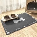 Detail of grey diatom mud pet feeding mat with bone pattern on herringbone wood floor - Dog Mat - Style 18 (Velvet Version) / 30*40cm