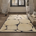 Tappeto minimalista con motivi di ciottoli beige su base blu scuro per il soggiorno moderno - 40*60cm (Imitazione Cashmere) / Suhua