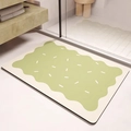 Détail du tapis de bain absorbant en boue de diatomée avec motif biscuit vert et texture - Style Biscuit Vert Matcha (MJXMCDD-2) / 40*60cm (Velours Doux)