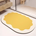 Tappetino bagno assorbente in diatomite con design giallo e fondo antiscivolo - Onda Gialla/Uovo al Tegamino (Velluto) / 80x120cm