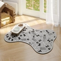 Bone-shaped quick-dry pet feeding mat with home lover pattern on wooden floor - "HOME LOVER" Bone Shape (Gougou Dian-27) / 30x40cm / Light Gray