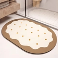 Texture dettagliata del tappetino da bagno assorbente in fango di diatomee a forma di biscotto - Biscotto Marrone a Pois (Velluto) / 80x120cm