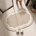 Détails de tapis ovale en terre de diatomée à motifs cœurs avec bordure ondulée - Style Vague Cœur Thé au Lait (MJXMCDD-7) / 40*60cm (Velours Doux)