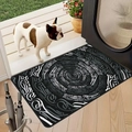 Detailed view of rectangular absorbent floor mat with 3D Arabic abstract swirl pattern - 40*60cm (Diatom Mud) / Radial Calligraphy (RZZY-4)