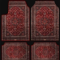 Detail der böhmischen Fußmatten mit komplizierten persischen Blumenmustern in Dunkelrot - Dunkelroter persischer Stil (MJXQCD91-1) / 4-teiliges Set