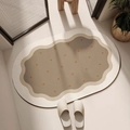 Gros plan du tapis de bain en boue de diatomée à pois jaunes et motifs ondulés - Style Pois Café Crème (MJXMCDD-11) / 40*60cm (Velours Doux)