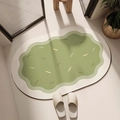 Détail d'un tapis de bain ovale en terre de diatomée verte avec motif floral nuage - Style Floral Nuage Vert (Nouveau Style 2) / 40*60cm (Velours Doux)