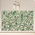 Detailed top view of a dollar bill pattern diatom mud mat with retro green aesthetics - Mj0807-9 / 40*60cm (Skin-friendly Velvet)