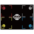 Detailed pattern of the non-slip basketball training mat featuring colorful corner accents - Style I