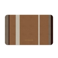Detailed top view of rectangular non-slip bathroom mat with vertical stripes and text - Vintage Brown / 40x60cm (Diatomite)
